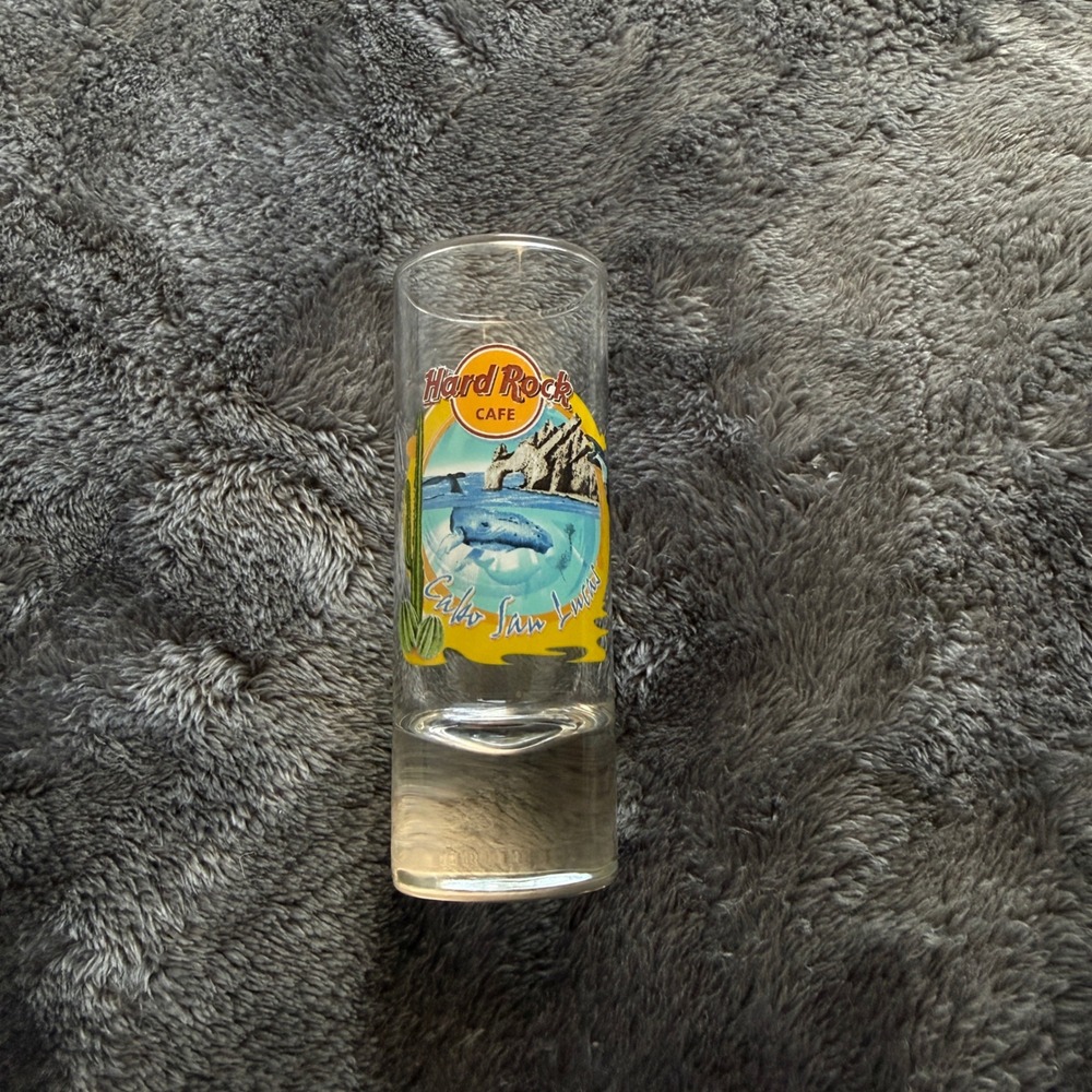 Hard Rock Cafe Cabo San Lucas Shot Glass Shooter El Arco Whale Graphic Clear